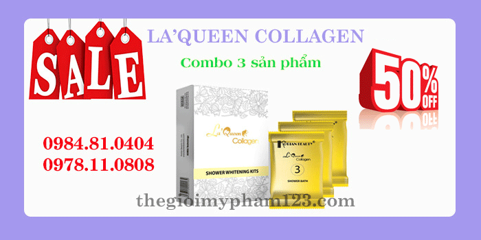 Combo 3 sản phẩm Tắm trắng toàn thân La’Queen Collagen